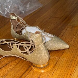 MAKE OFFERS AQUAZZURA size 36 EU italian leather ballet flats in gold